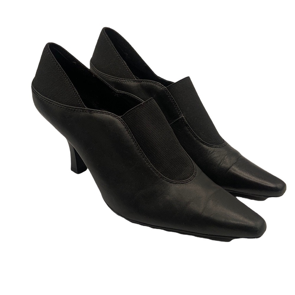 Nickels Soft Lacey Black Pointed Toe Leather Heels‎ Size 9